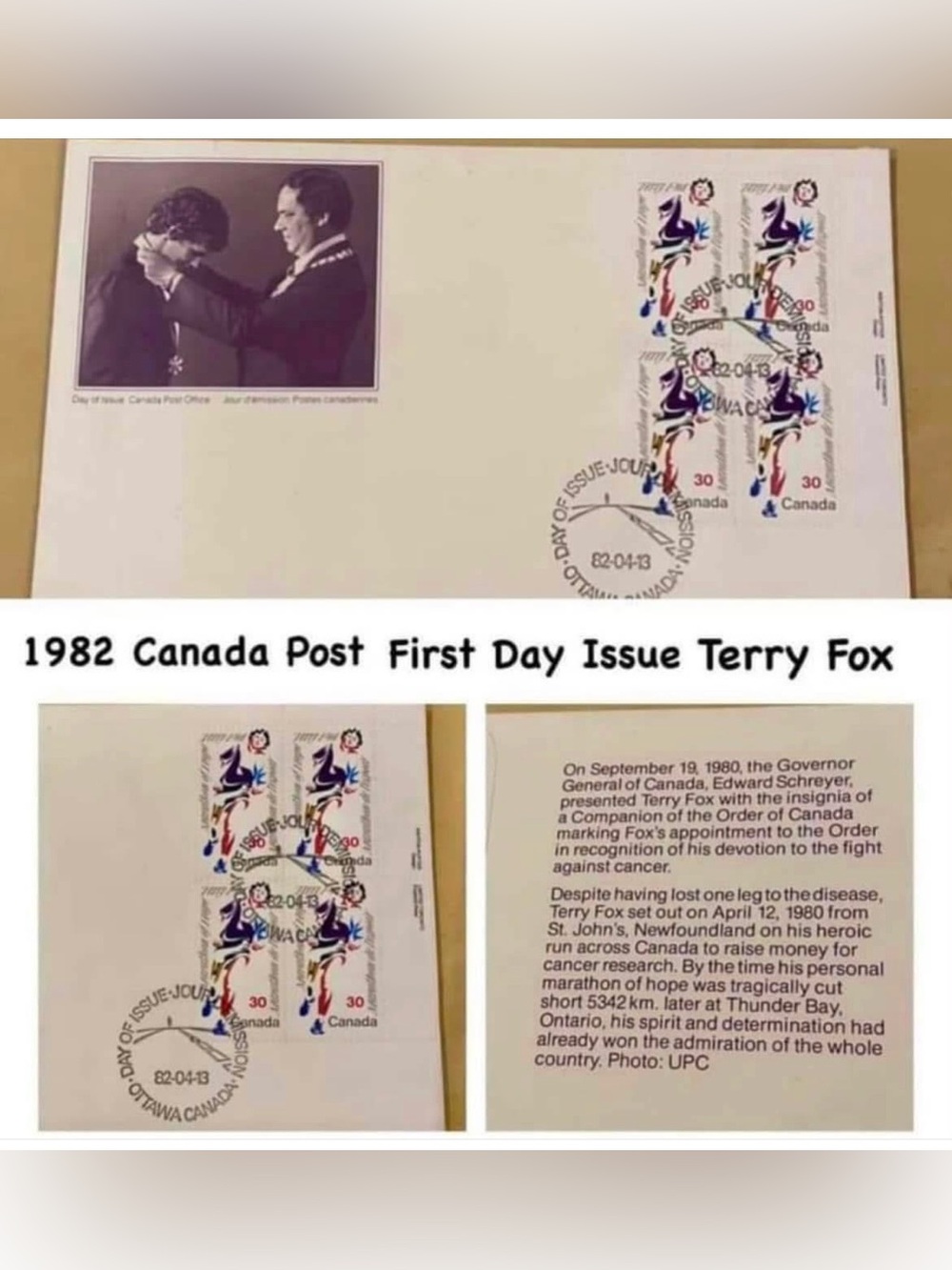 Terry Fox 1982 First Day Issue Canada Post
